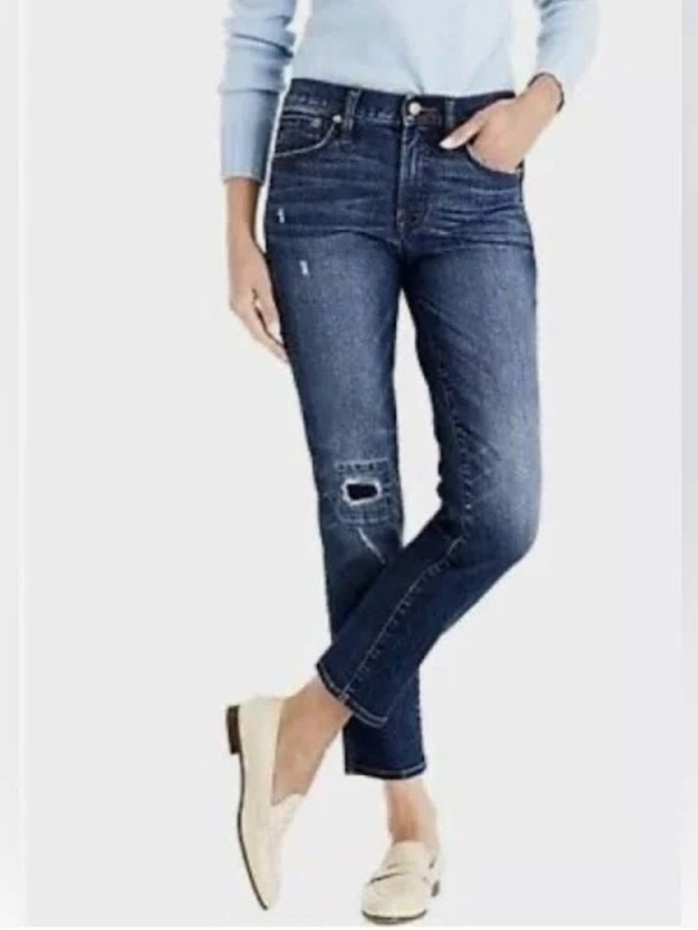 J. Crew Vintage Straight Rip & Repair Style Jeans